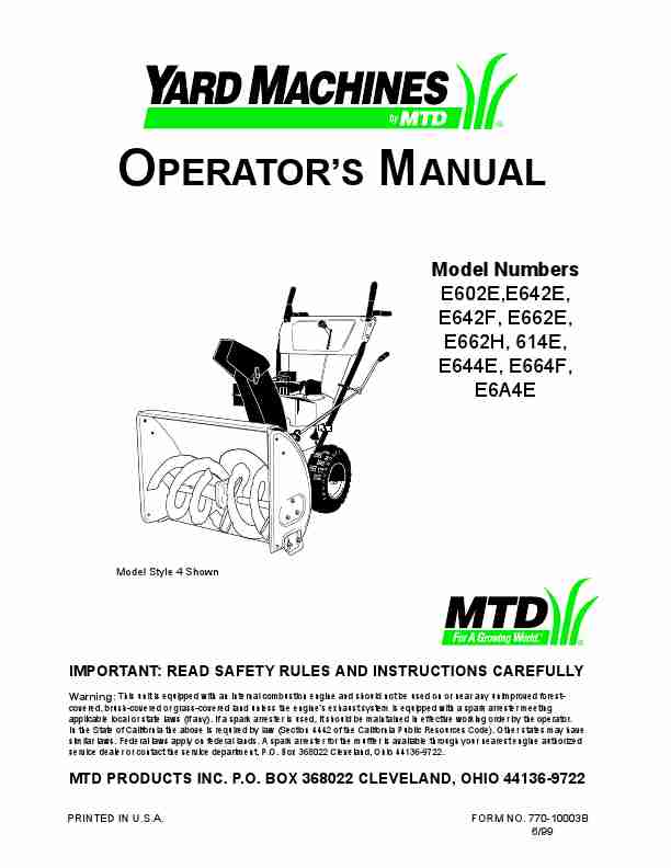 MTD Snow Blower E664F, E602E, E642E, E642F, E662E, E662H, 614E, E644E, E664F-page_pdf
